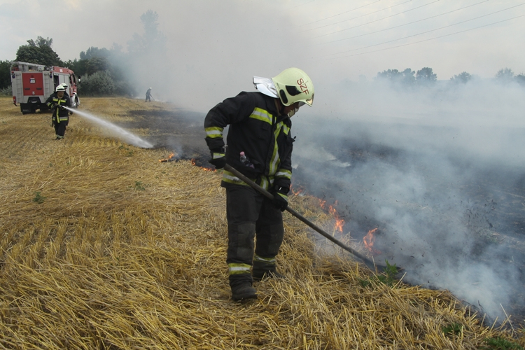 Tarlótűz Székesfehérvár mellett - bálázógépből csaptak fel a lángok