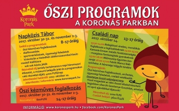 Családi nap, tábor, kézműves foglalkozás - őszi programok a Koronás Parkban